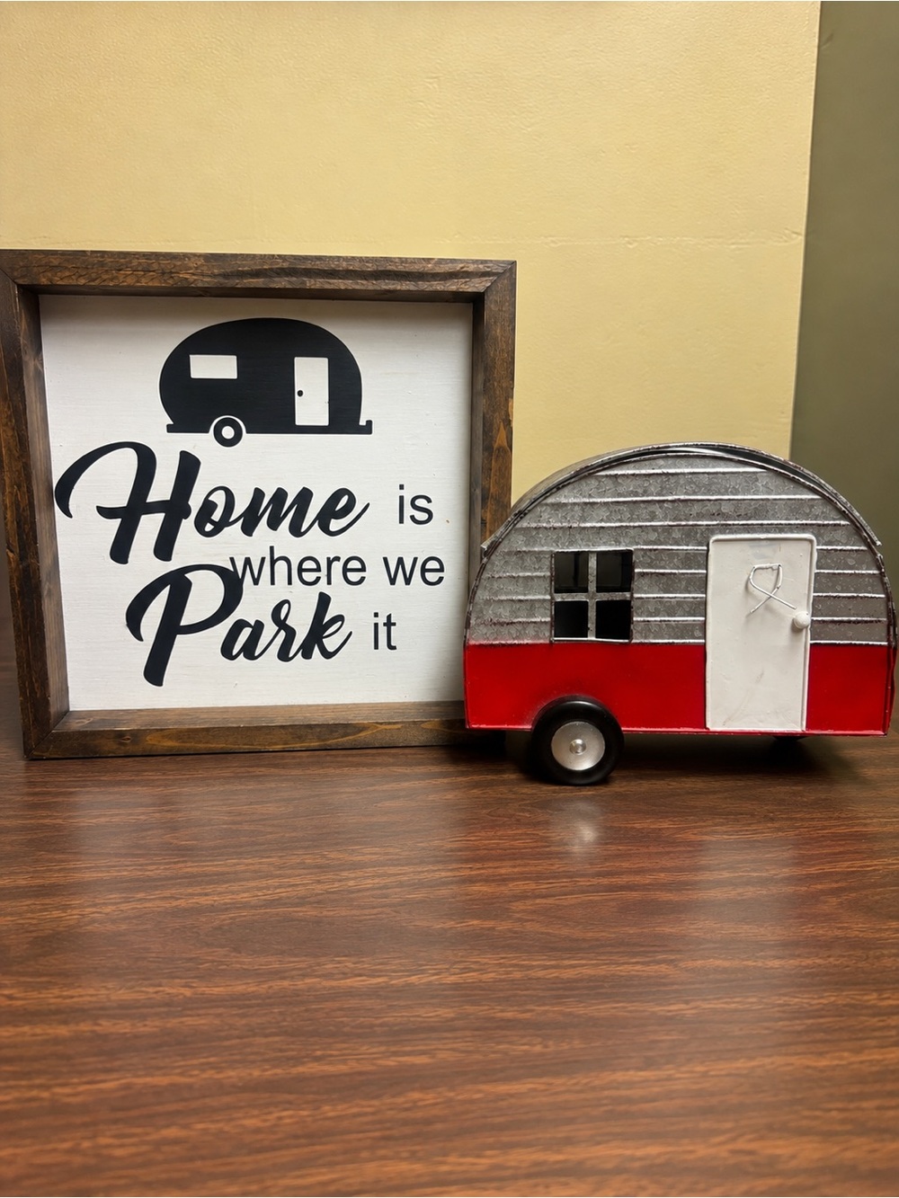Vintage Red & Silver Camper Trinket Box